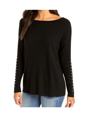 Magnolia Grace Womens Grommet Detail Sweater~Size XL~Black Silver ~ L13 27